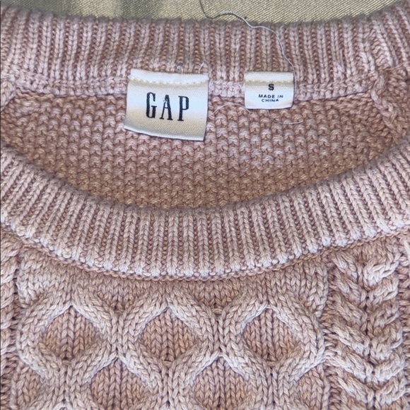 GAP Light Pink Cable Knit Cotton Sweater Mixed Weave Preppy Cozy Cabincore Sz S - Picture 8 of 12